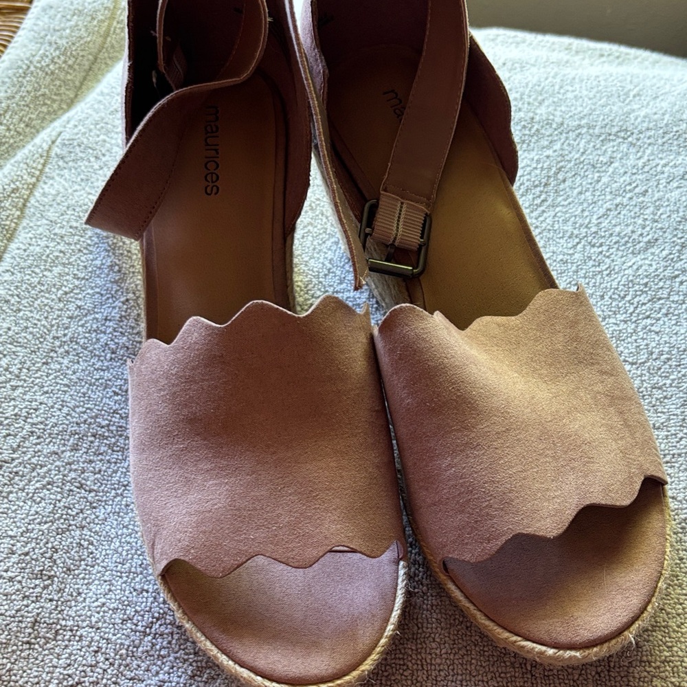 Maurices Dusty Rose Scalloped Espadrille Sandals